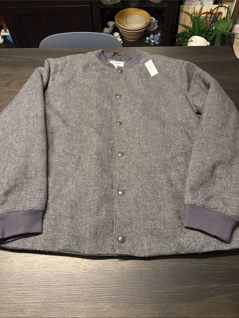 NWT Old Navy Men's Gray Tweed Bomber Jacket XL Tall